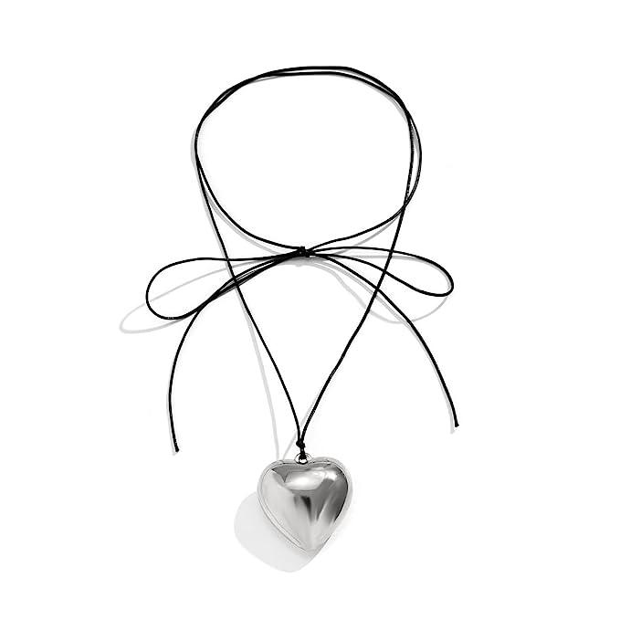 Puffed Heart String Necklace - zuzumia