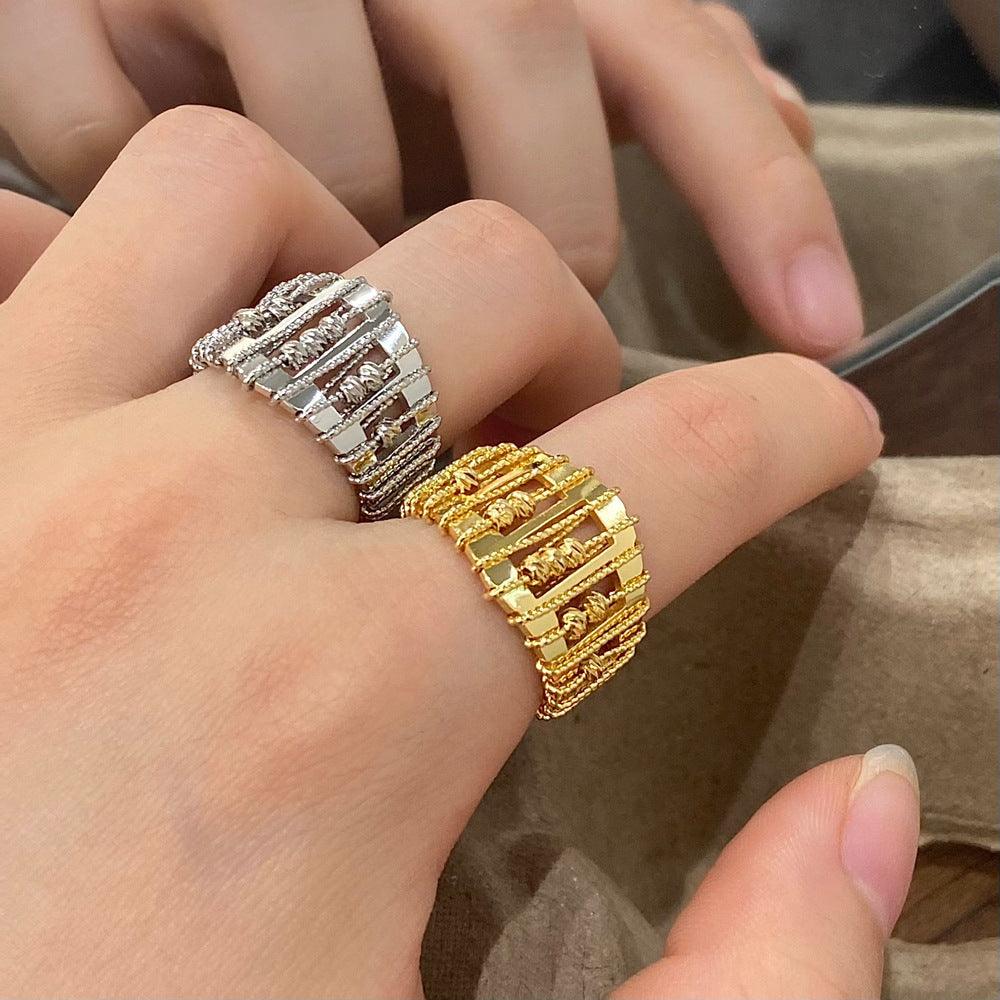 Hollow Beaded Open Ring - zuzumia