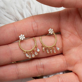 Zirconia Hoop Dangle Earrings - zuzumia