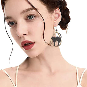 Black Cat Water Drop Earrings