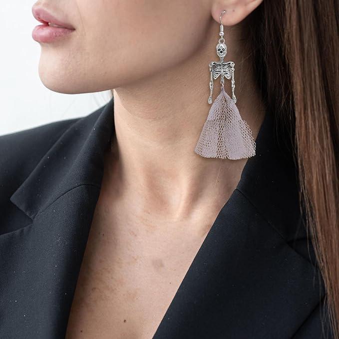 Halloween Skeleton Drop Earrings - zuzumia