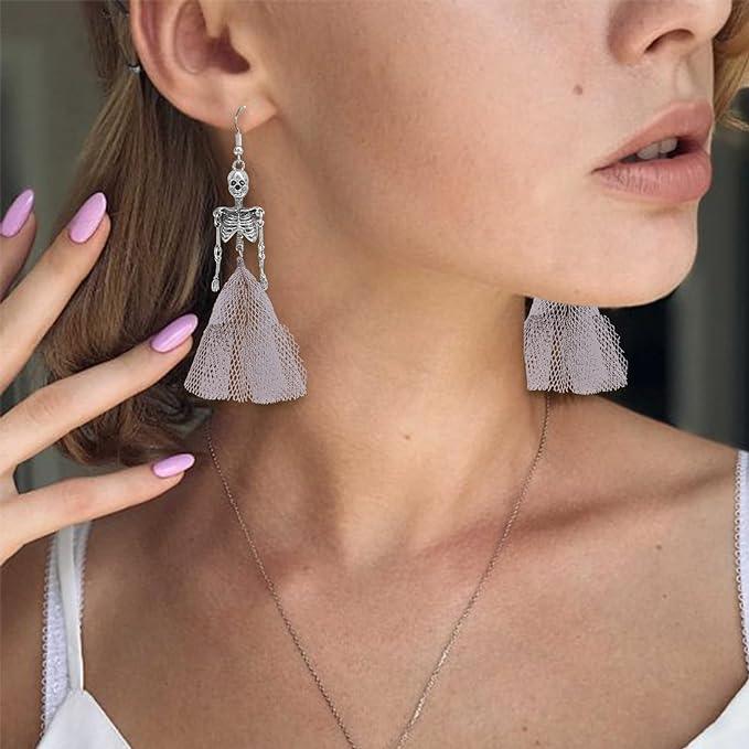 Halloween Skeleton Drop Earrings - zuzumia