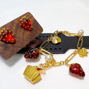 Strawberry Flower Basket Jewelry Set