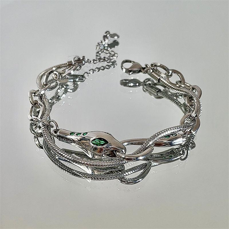 Double-Layered Slytherin Snake Jewelry Set