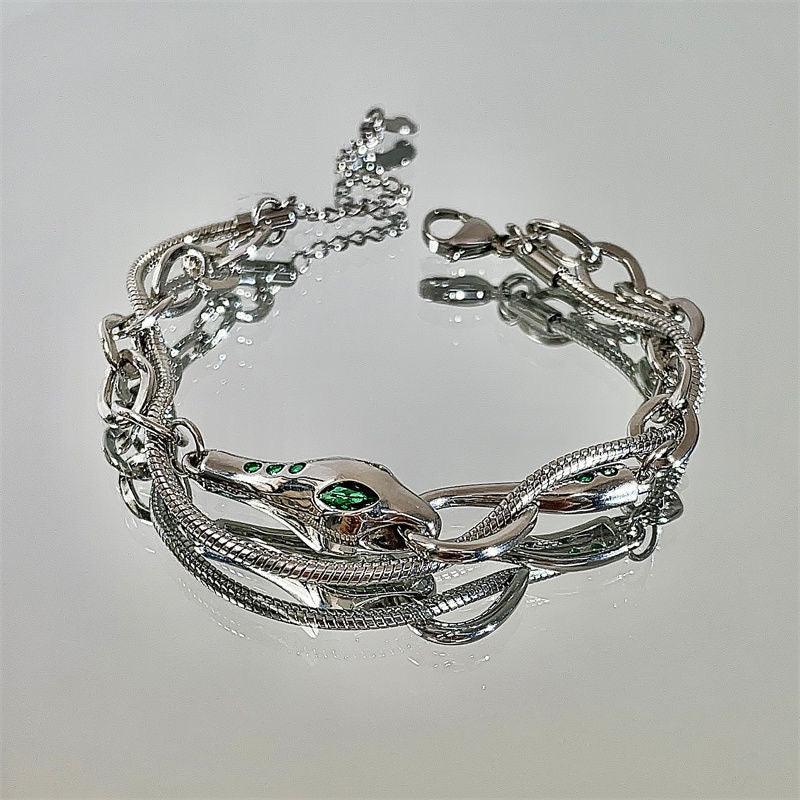 Double-Layered Slytherin Snake Jewelry Set - zuzumia