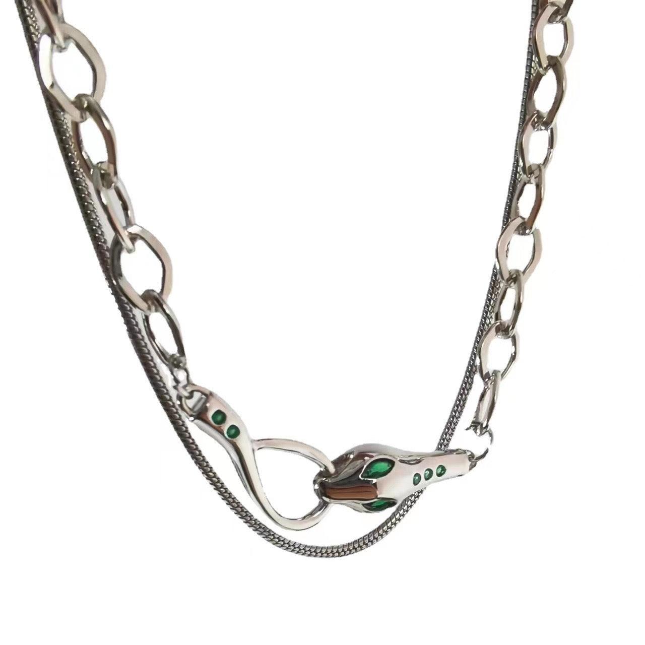 Double-Layered Slytherin Snake Jewelry Set - zuzumia