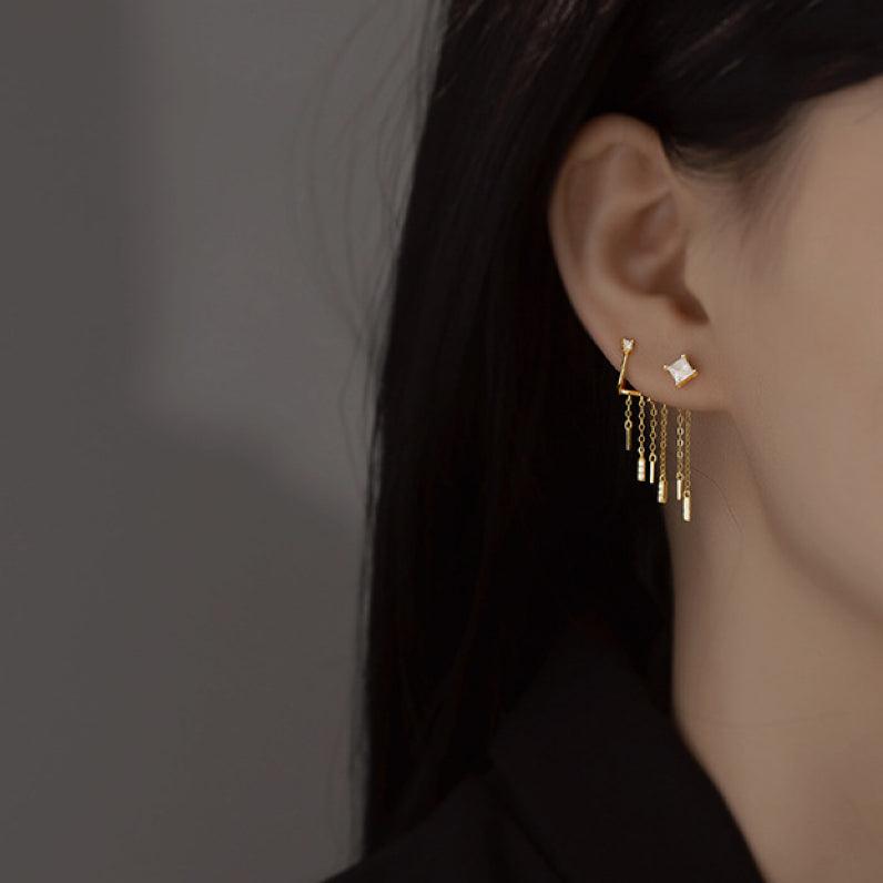 Zircon Tassel Ear Clip and Stud - zuzumia