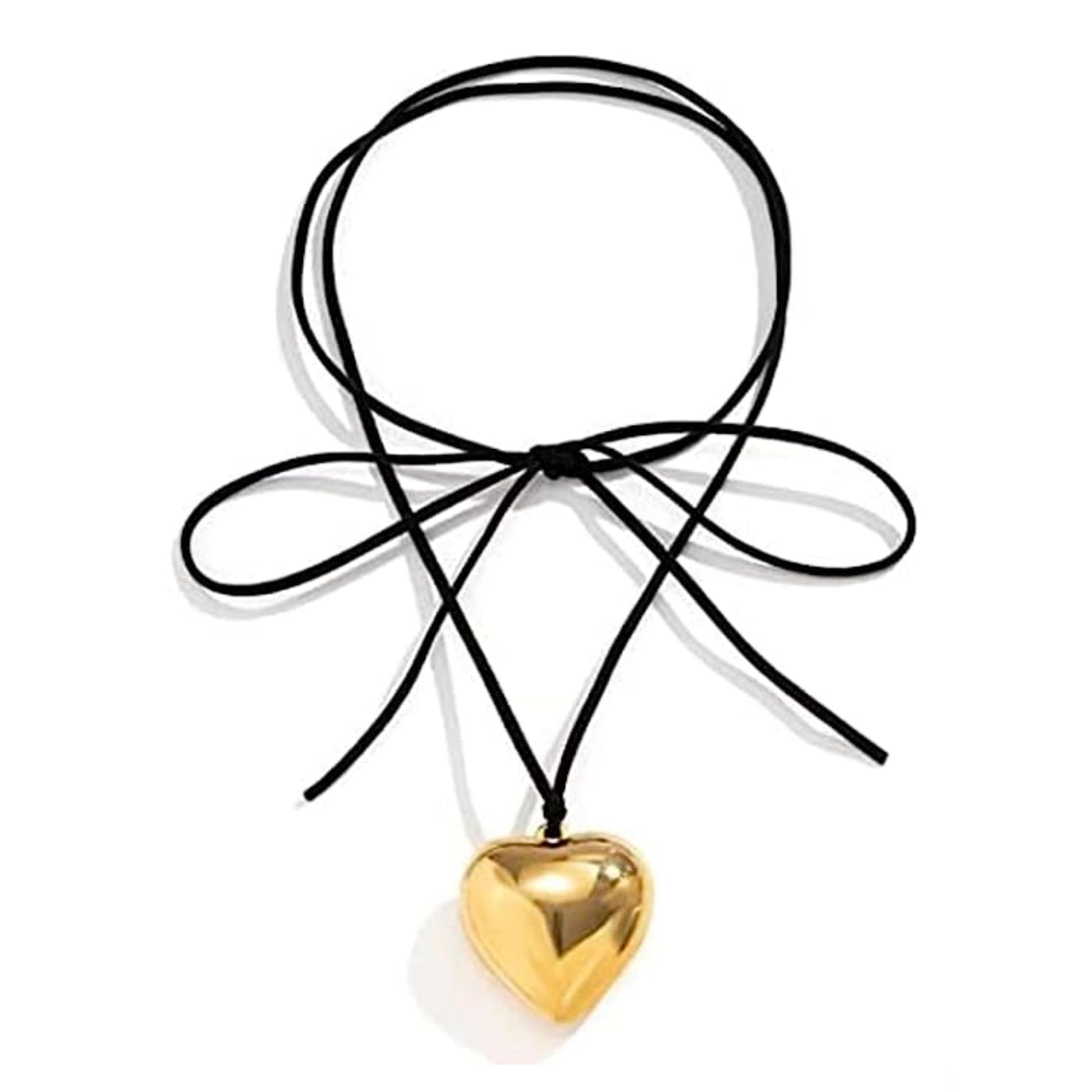 Puffed Heart String Necklace
