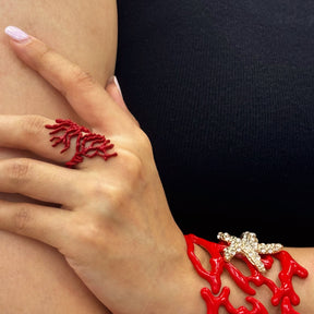 Irregular Hollowed-Out Coral Ring
