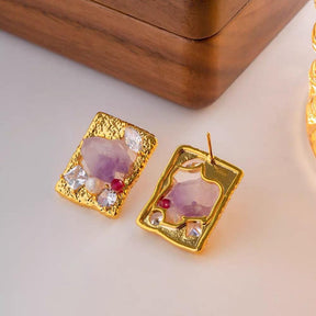 Amethyst Gemstone Vintage Earrings - zuzumia