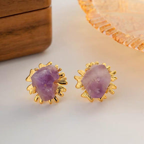 Amethyst Gemstone Vintage Earrings - zuzumia