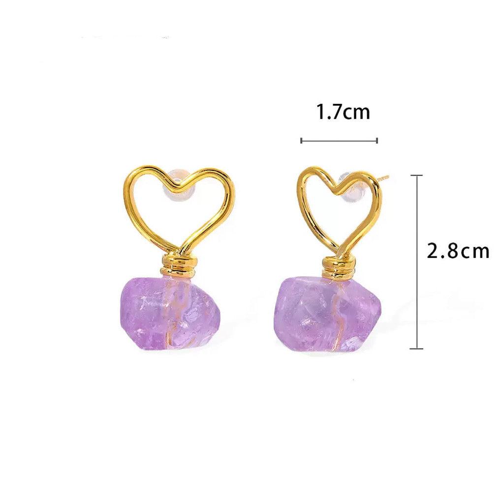Amethyst Gemstone Vintage Earrings - zuzumia