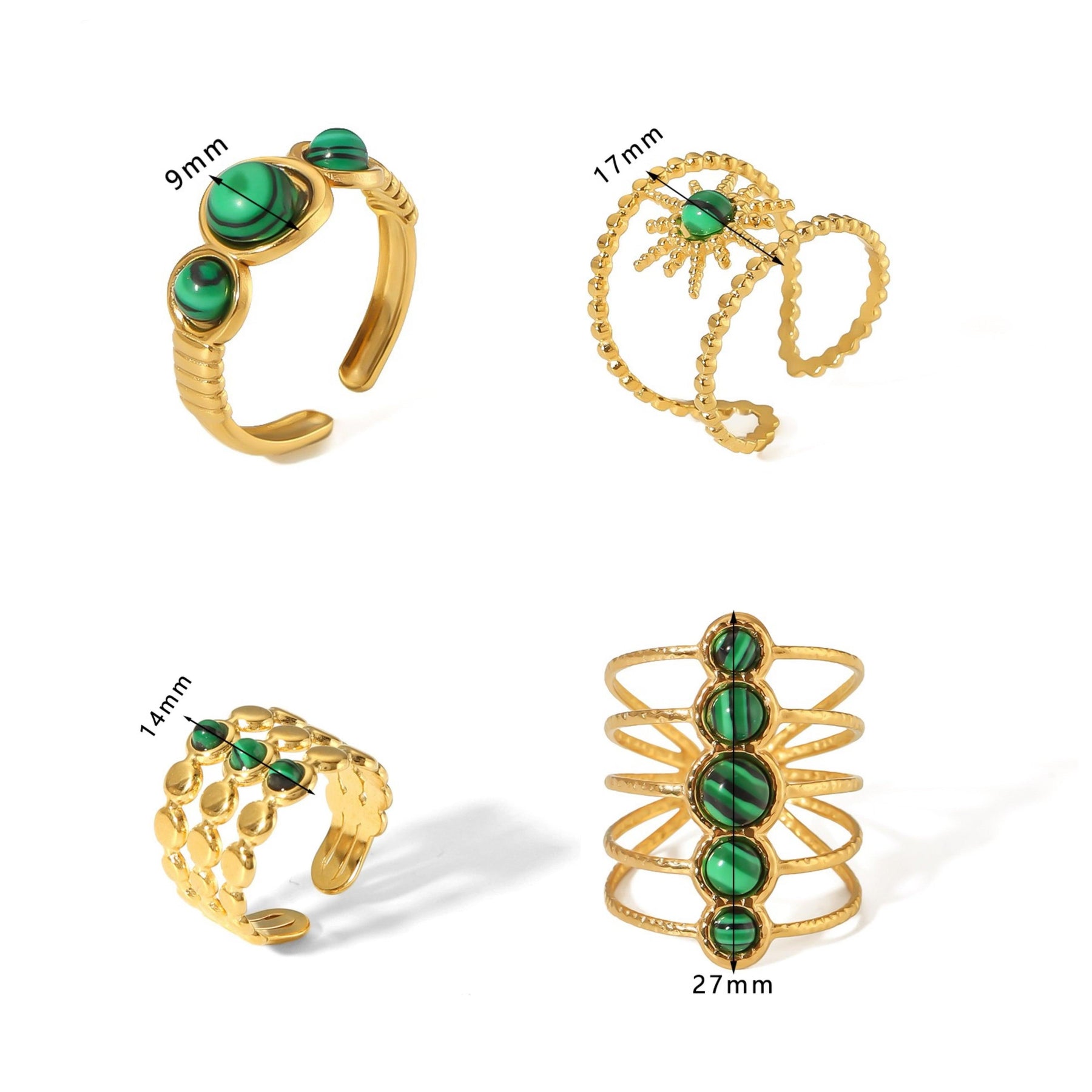 Malachite Vintage Rings - zuzumia
