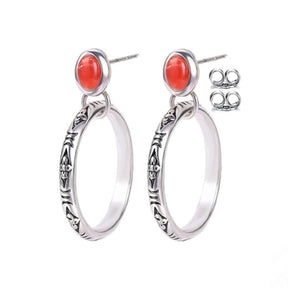 Natural Stone Hoop Earrings - zuzumia