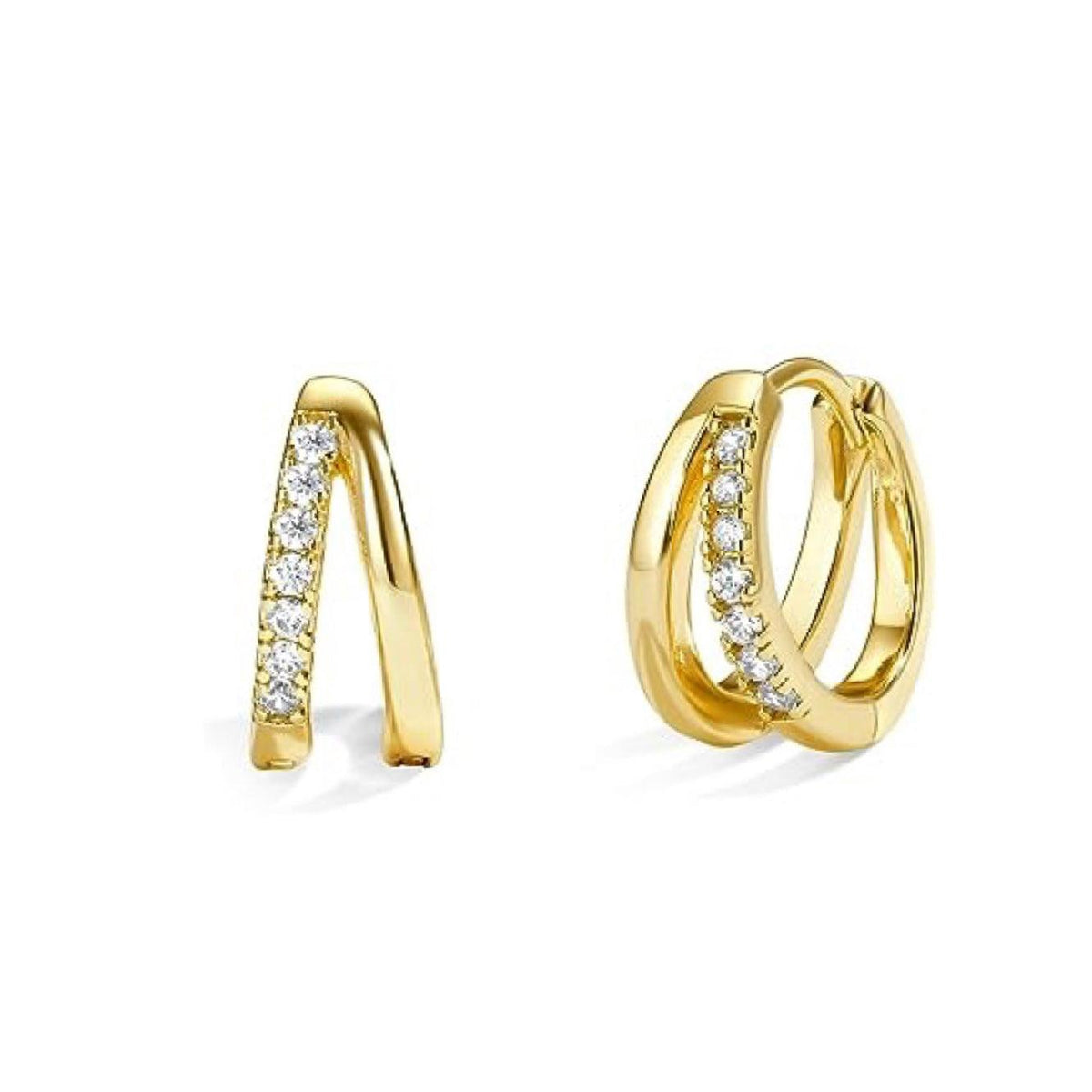Zirconia Double Hoop Earrings - zuzumia