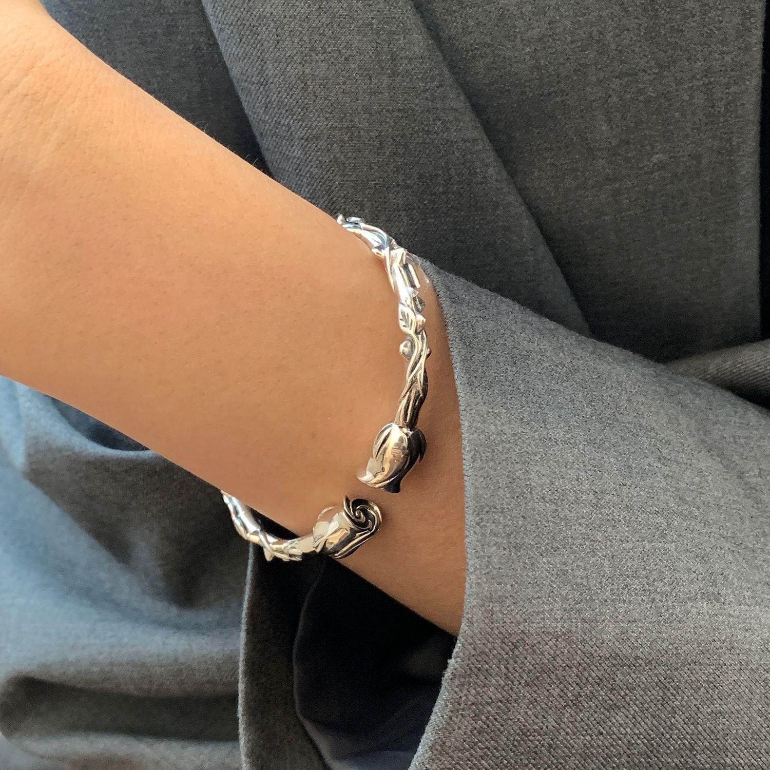 Thorn Rose Bangle Bracelet - zuzumia