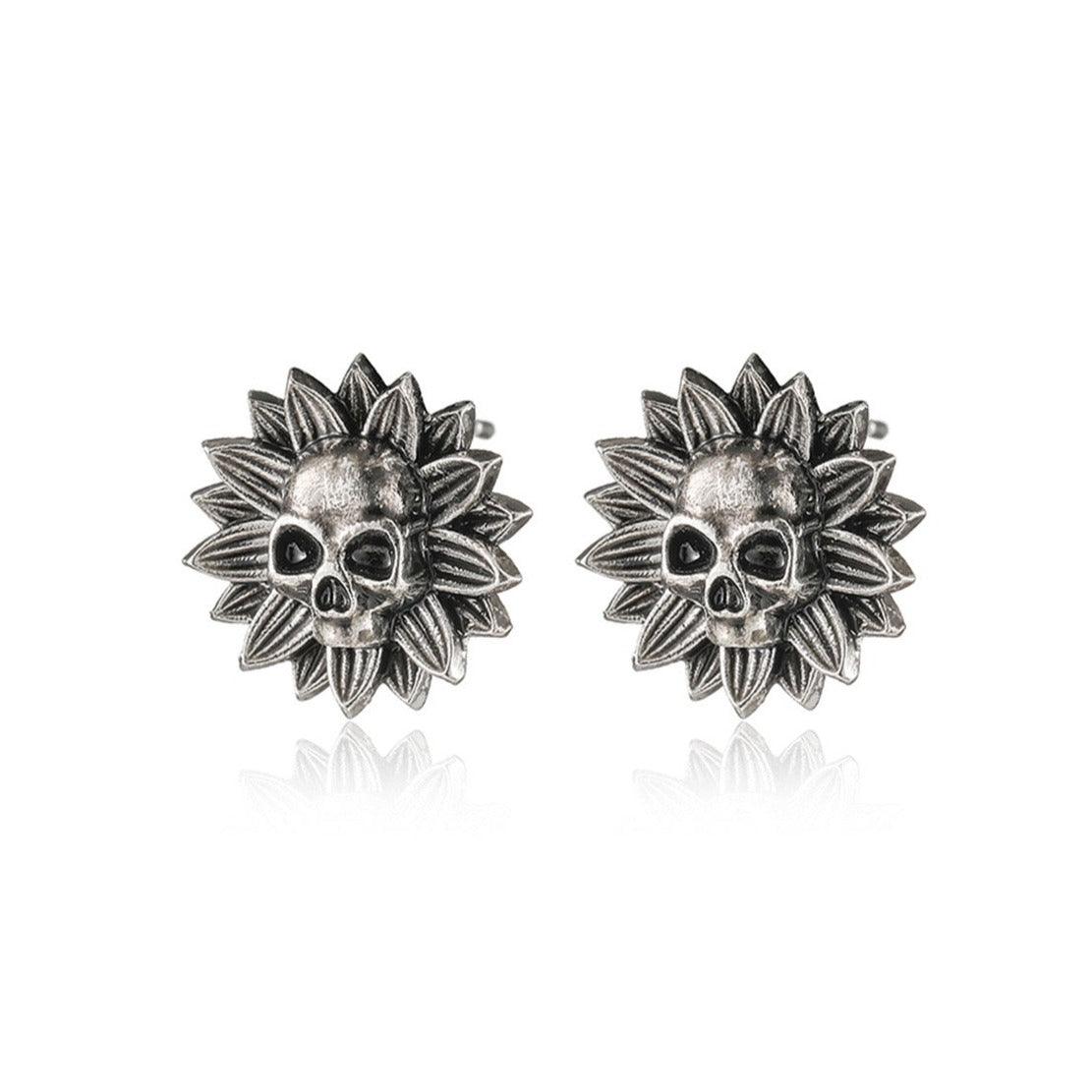 Mayan Sun & Skull Earring Studs - zuzumia