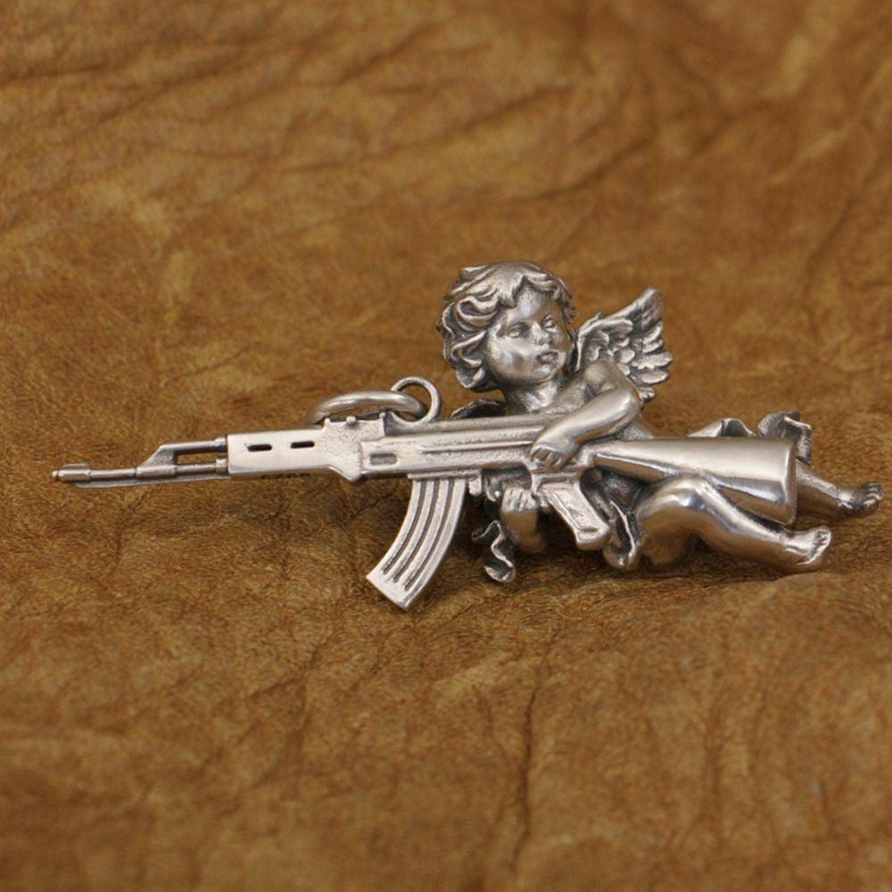 Peace and War Angel Ak-47 Pendant Necklace - zuzumia