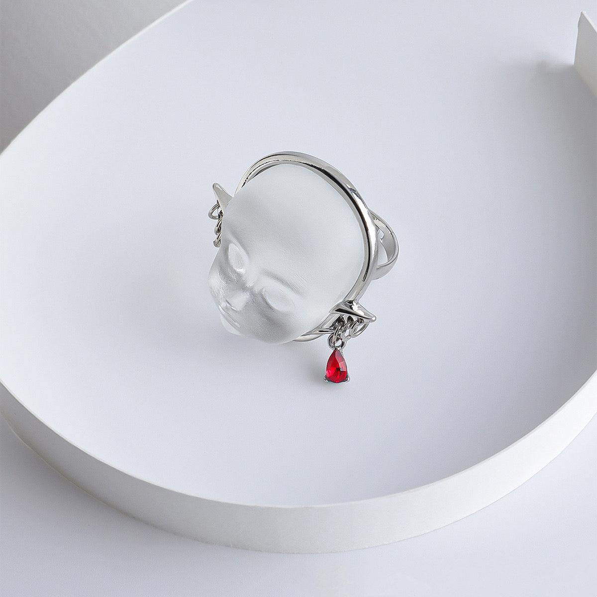 Cyberpunk Baby Face Ring Earrings - zuzumia