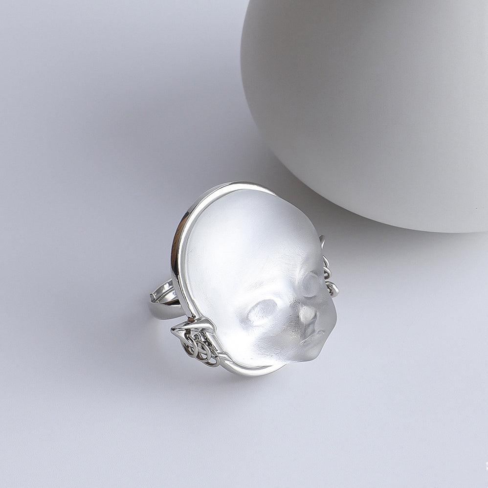 Cyberpunk Baby Face Ring Earrings - zuzumia