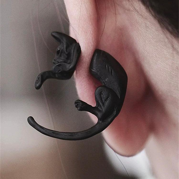 Black Cat Animal Stud Earrings