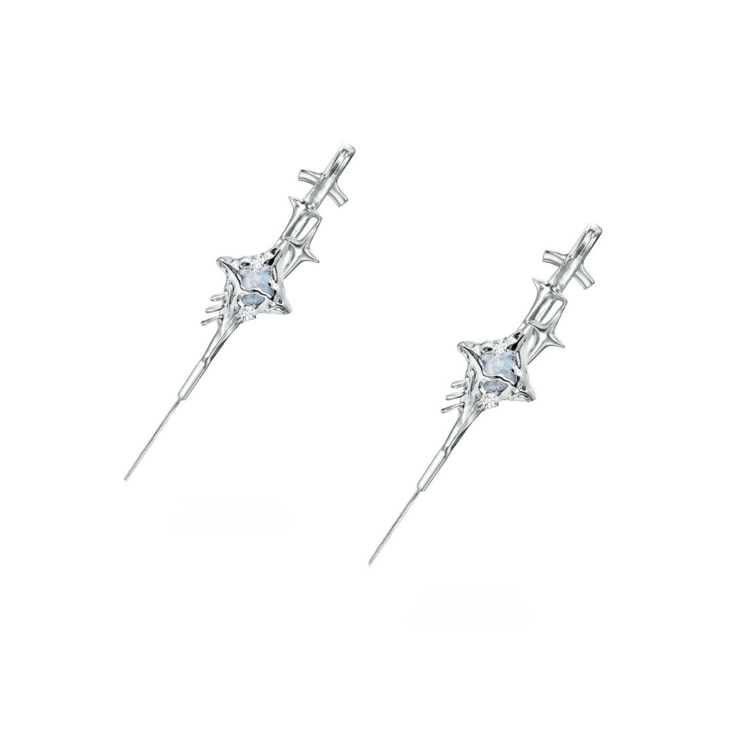 Geometric Four-Pointed Star Earrings