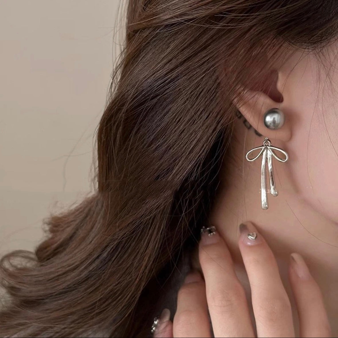 Detachable Pearl Bow Dangle Earrings