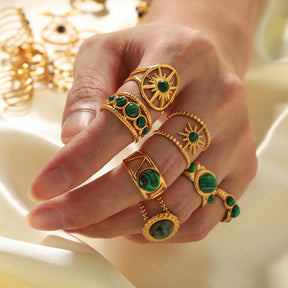 Malachite Vintage Rings - zuzumia