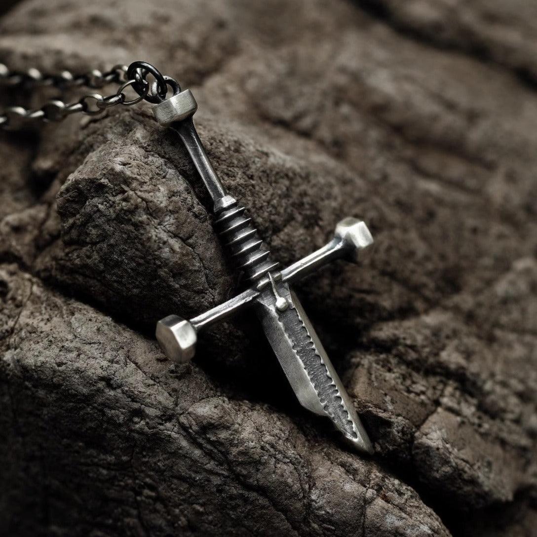 Broken Sword Cross Necklace