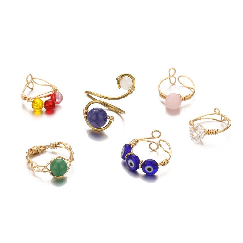 Evil Eye Crystal Ring Set - zuzumia