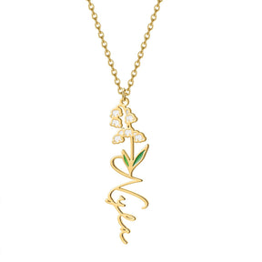 Customized Name Birth-Flower Necklace - zuzumia