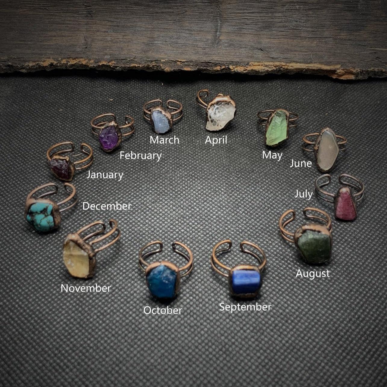 Raw Gem Birthstone Ring - zuzumia