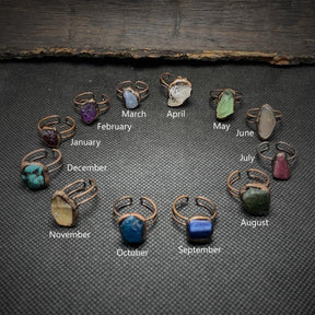 Raw Gem Birthstone Ring - zuzumia