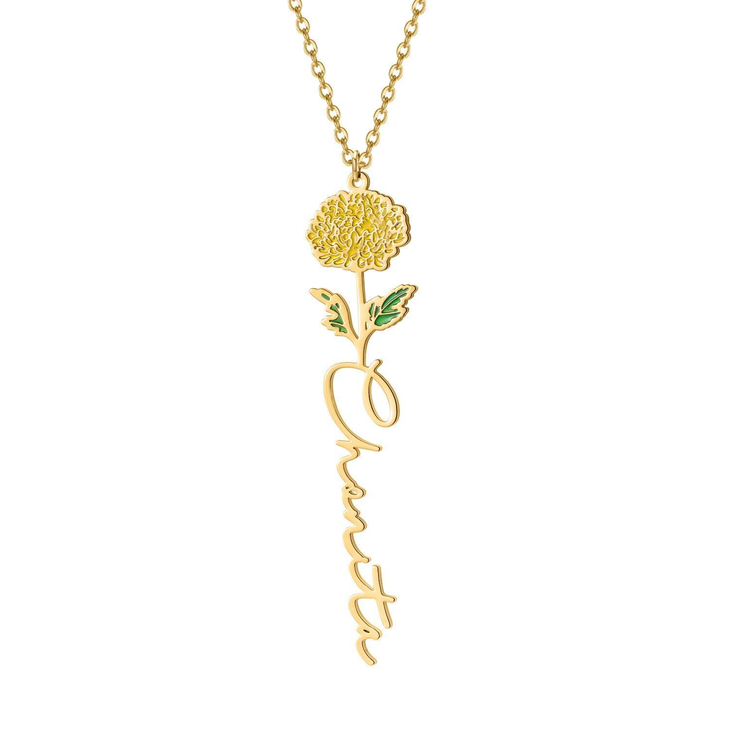 Customized Name Birth-Flower Necklace - zuzumia
