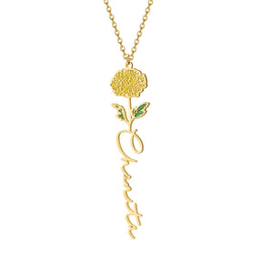Customized Name Birth-Flower Necklace - zuzumia
