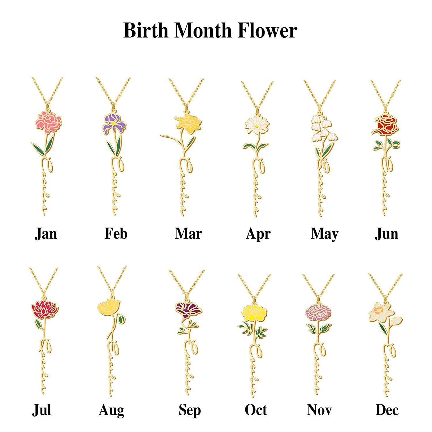 Customized Name Birth-Flower Necklace - zuzumia