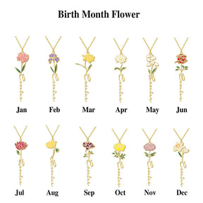Customized Name Birth-Flower Necklace - zuzumia