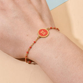 Enamel Zodiac Sign Bead Bracelet - zuzumia