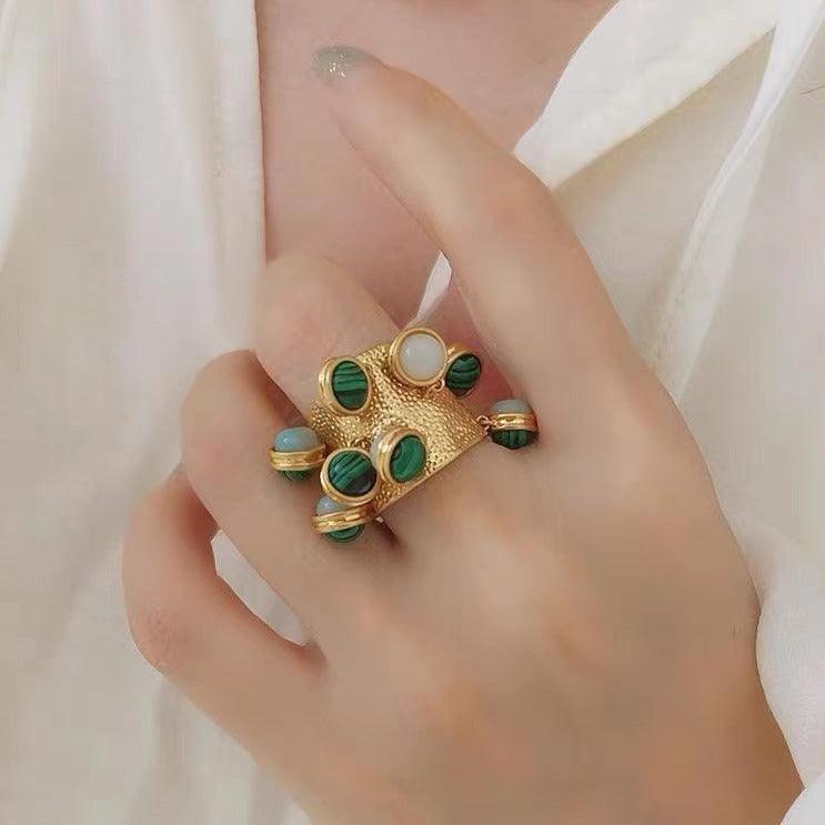 Vintage Malachite Shaker Ring - zuzumia