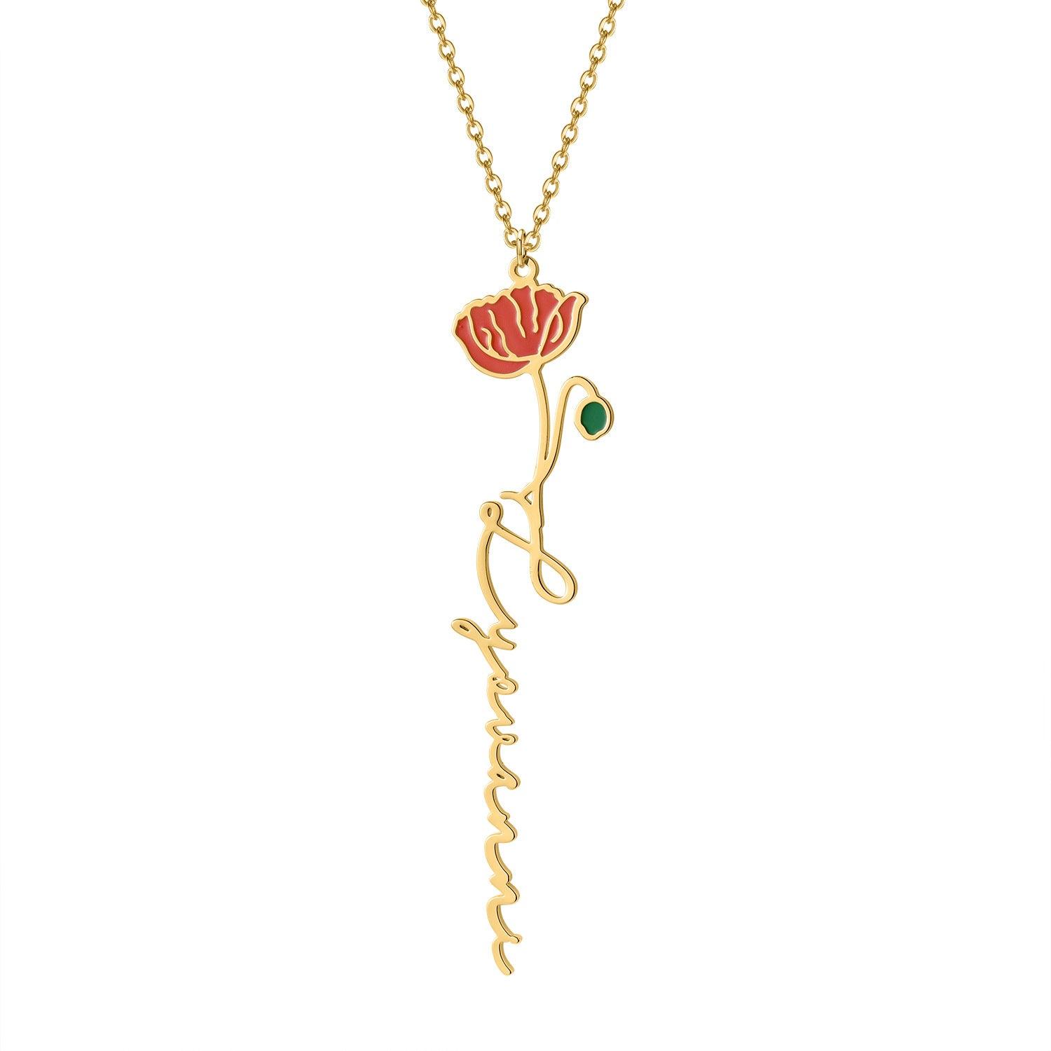 Customized Name Birth-Flower Necklace - zuzumia