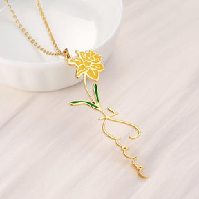 Customized Name Birth-Flower Necklace - zuzumia