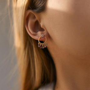Zirconia Hoop Dangle Earrings