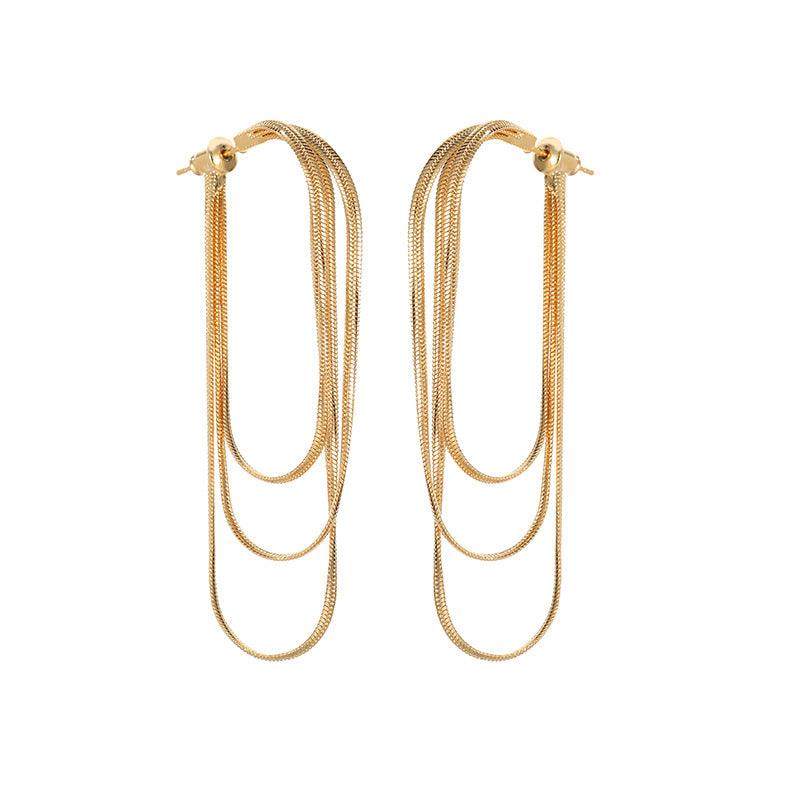 Snake Bone Chain Tassel Earrings - zuzumia