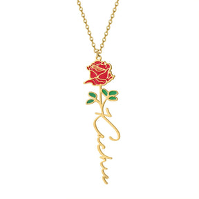 Customized Name Birth-Flower Necklace - zuzumia