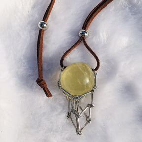 Crystal Holder Leather Necklace