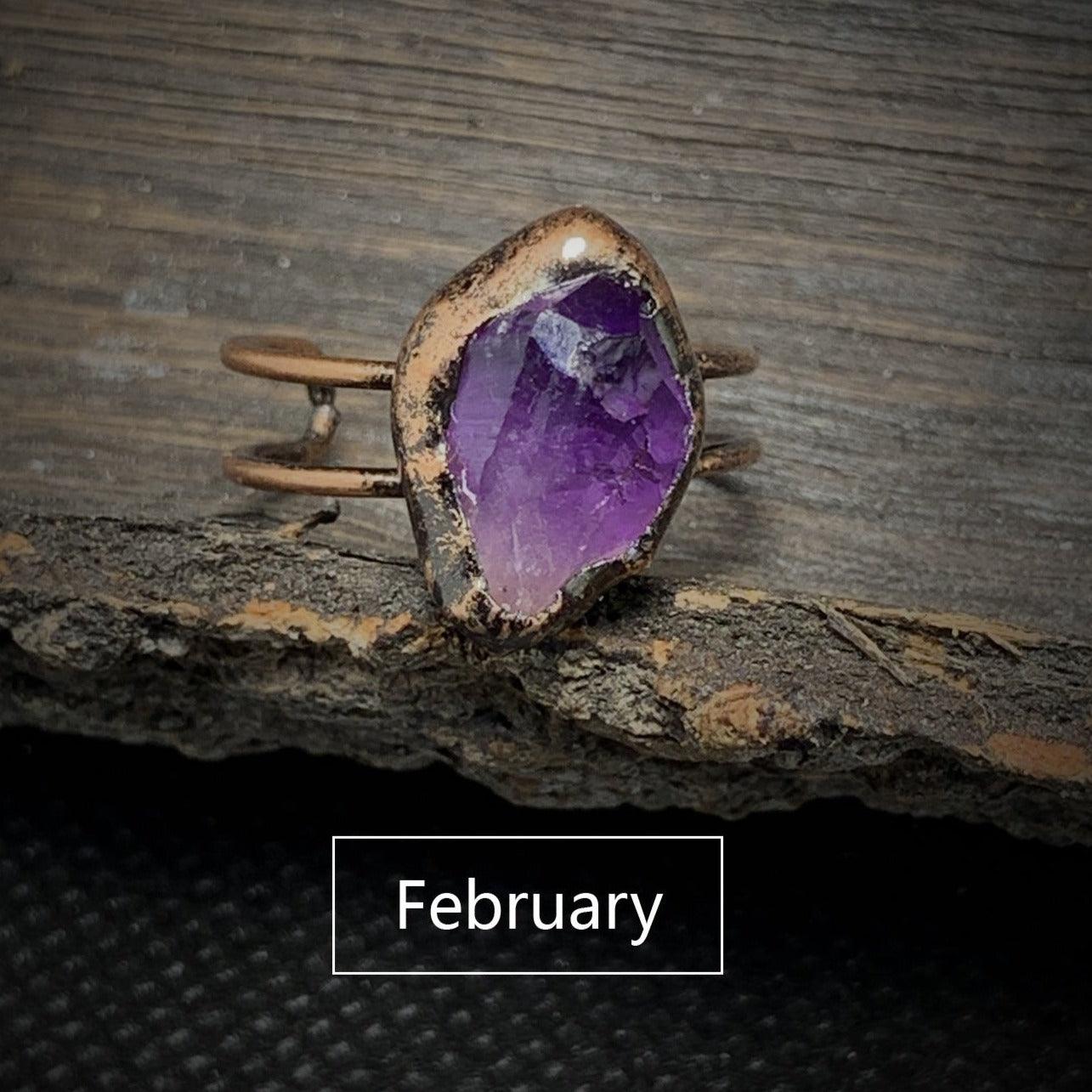 Raw Gem Birthstone Ring - zuzumia