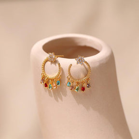 Zirconia Hoop Dangle Earrings - zuzumia