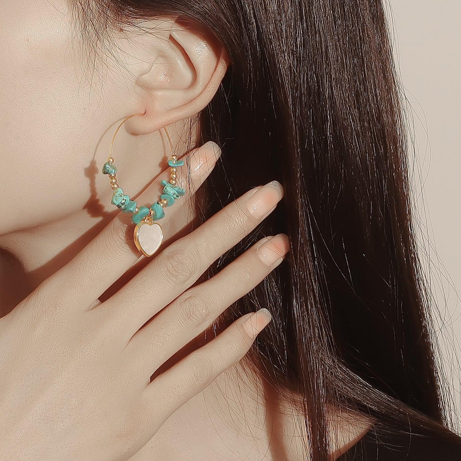 Natural Stones Hoop Earrings - zuzumia