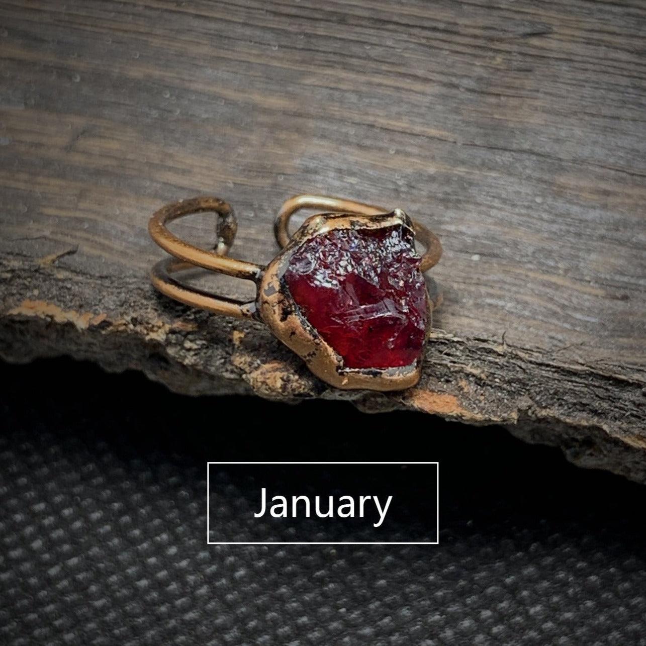 Raw Gem Birthstone Ring - zuzumia