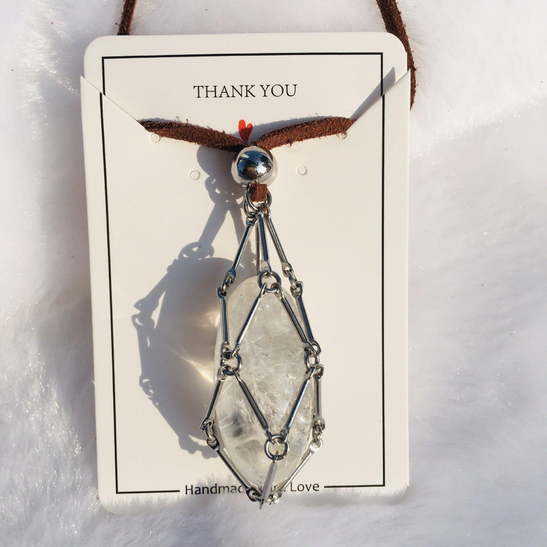 Crystal Holder Leather Necklace